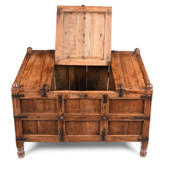 Lid Open View Of Indian Stick Box Storage Chest From Jaisalmer - Circa 1920 | Indigo Antiques