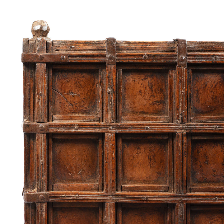 Corner Detail From Antique Brass Bound Teak Indian 'Pithara' Chest From Gujarat - 18th Century | Indigo Antiques