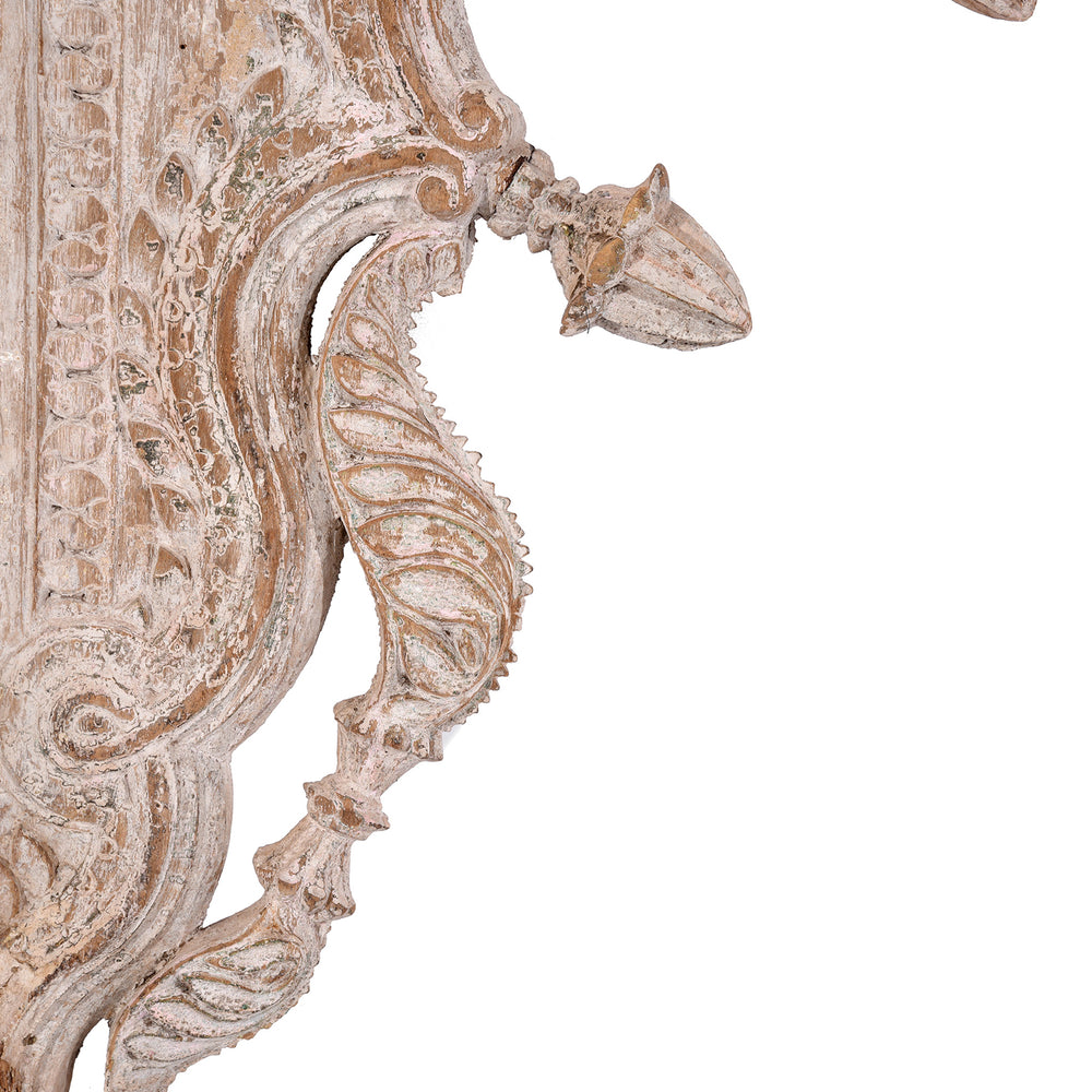 Carving Detail From Antique Carved Teak Triple Arch From Maharashtra - 19thC | Indigo Antiques