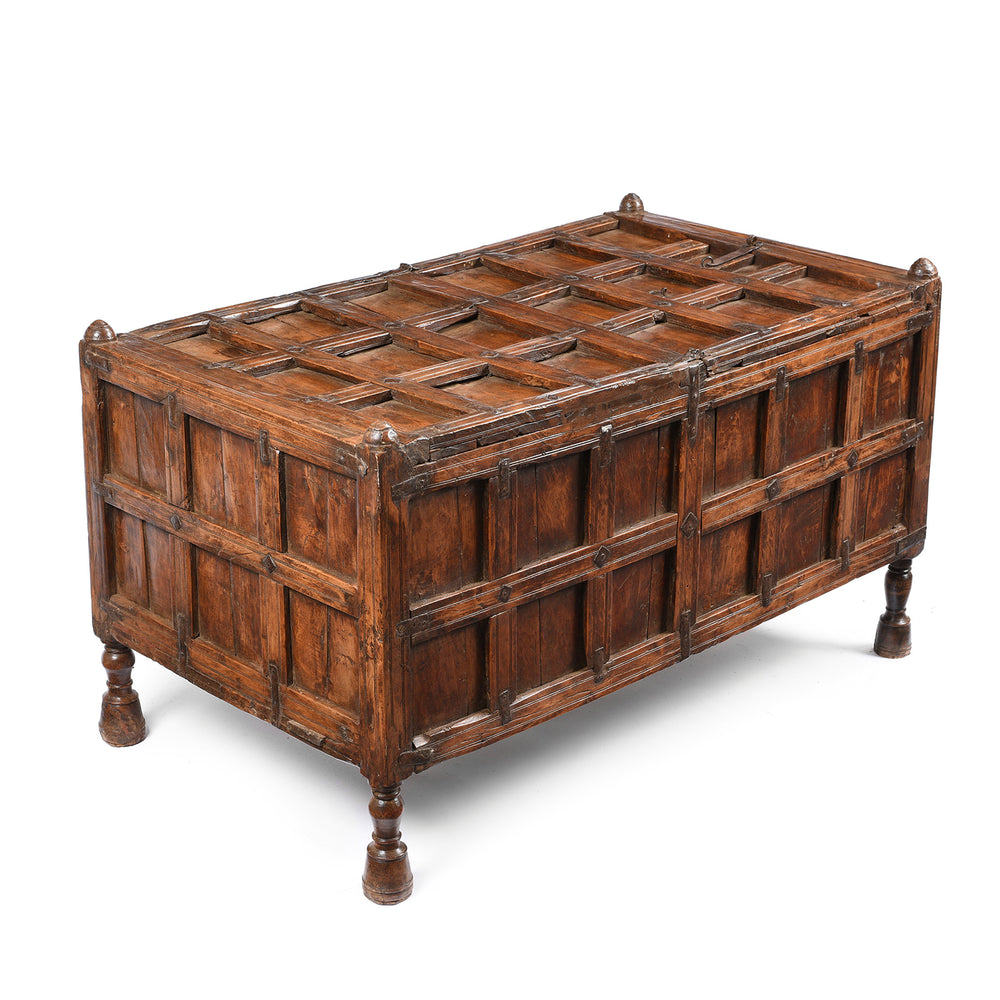 Angled View Of Indian Stick Box Chest From Jaisalmer - Ca 1920 | Indigo Antiques