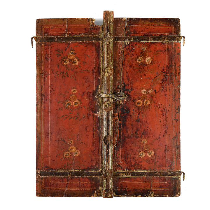 Antique Painted Teak Window Shutter From Rajasthan - 18thC | Indigo Antiques