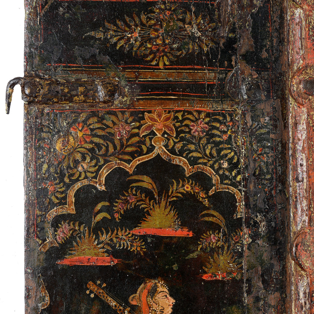 Painting Detail From Antique Painted Indian Window Shutter From Bikaner - 18thC | Indigo Antiques