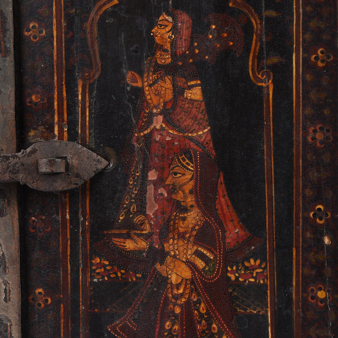 Detail From Painted Indian Window Shutter From Bikaner - 18thC | Indigo Antiques
