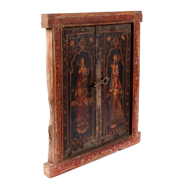 Painted Indian Window Shutter From Bikaner - 18thC