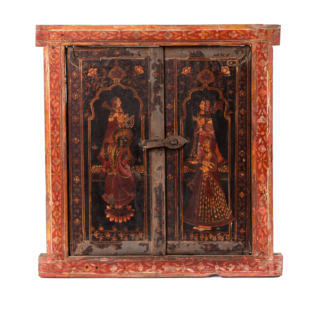 Painted Indian Window Shutter From Bikaner - 18thC | Indigo Antiques