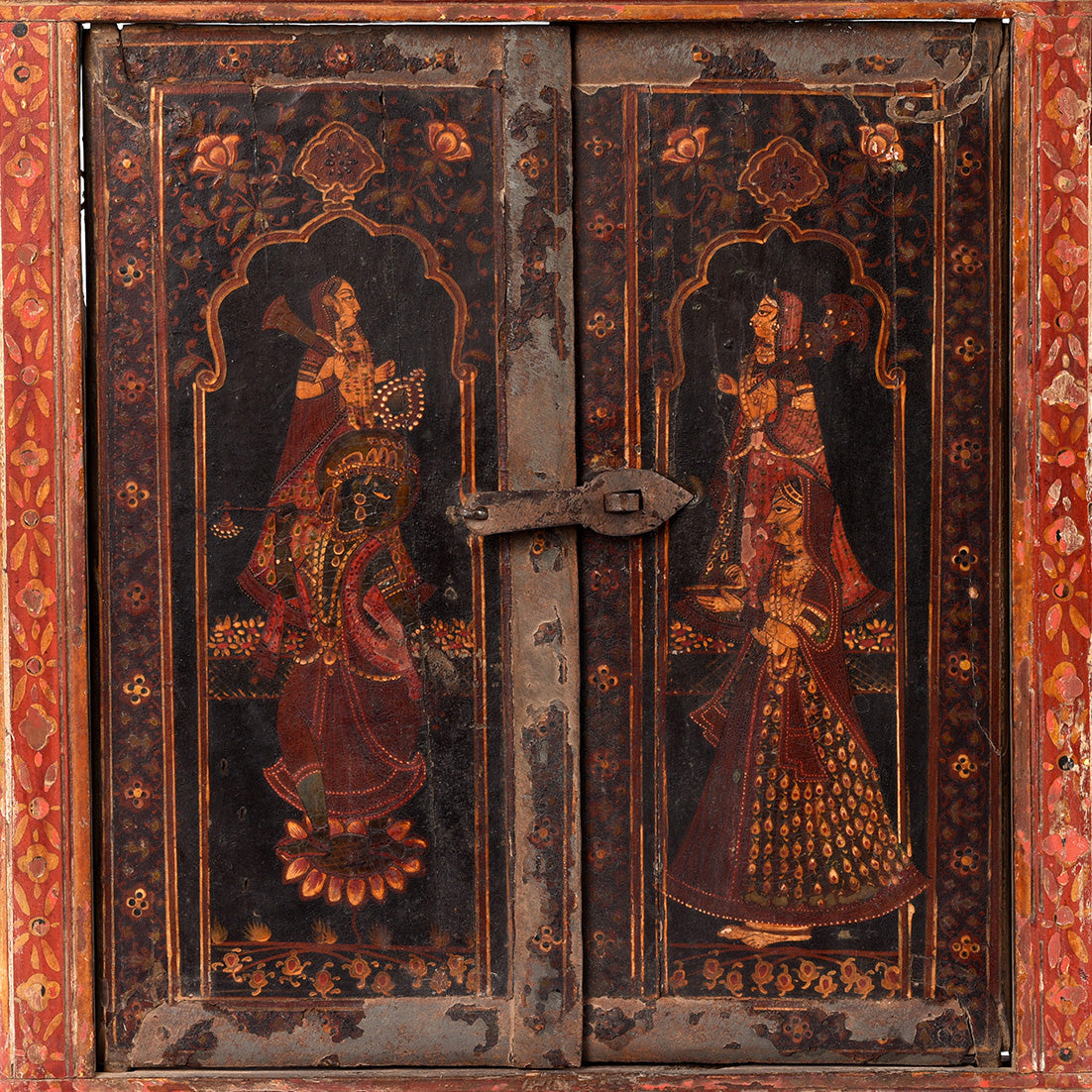 Painted Indian Window Shutter From Bikaner - 18thC