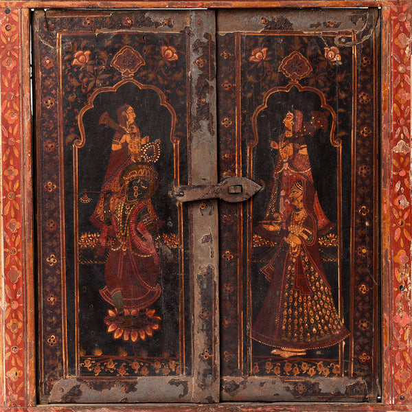 Painted Indian Window Shutter From Bikaner - 18thC