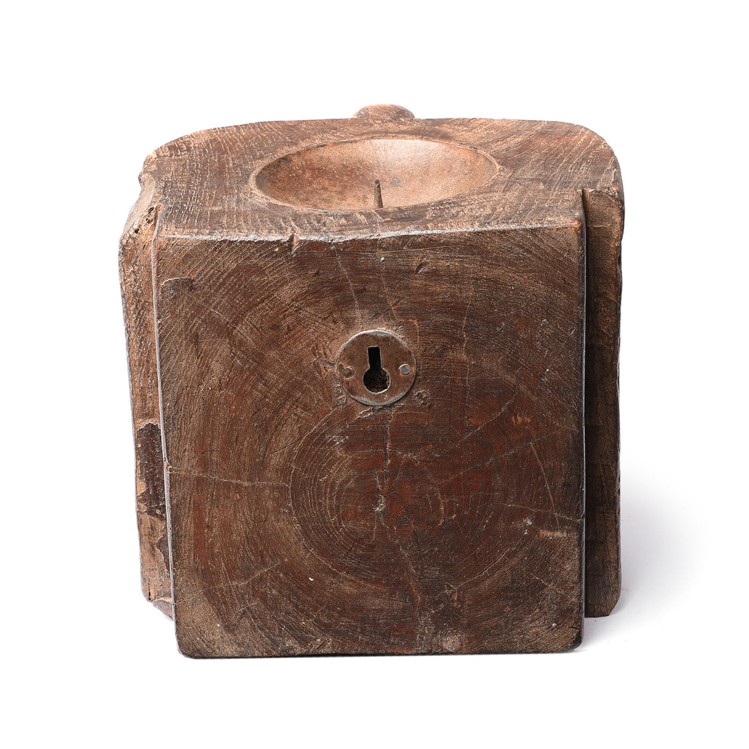 Back Of Antique Carved Teak Candle Stand - 19th Century | Indigo Antiques
