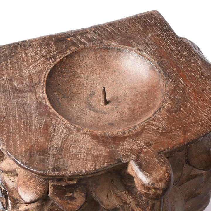 Top DOwn View Of Antique Carved Teak Candle Stand - 19th Century | Indigo Antiques
