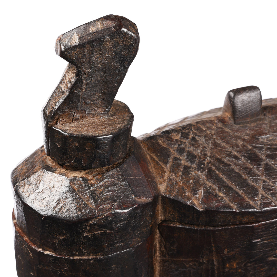 Detail From Antique Carved Teak Tika Box From Banswara, Rajasthan - Ca 1920 | Indigo Antiques