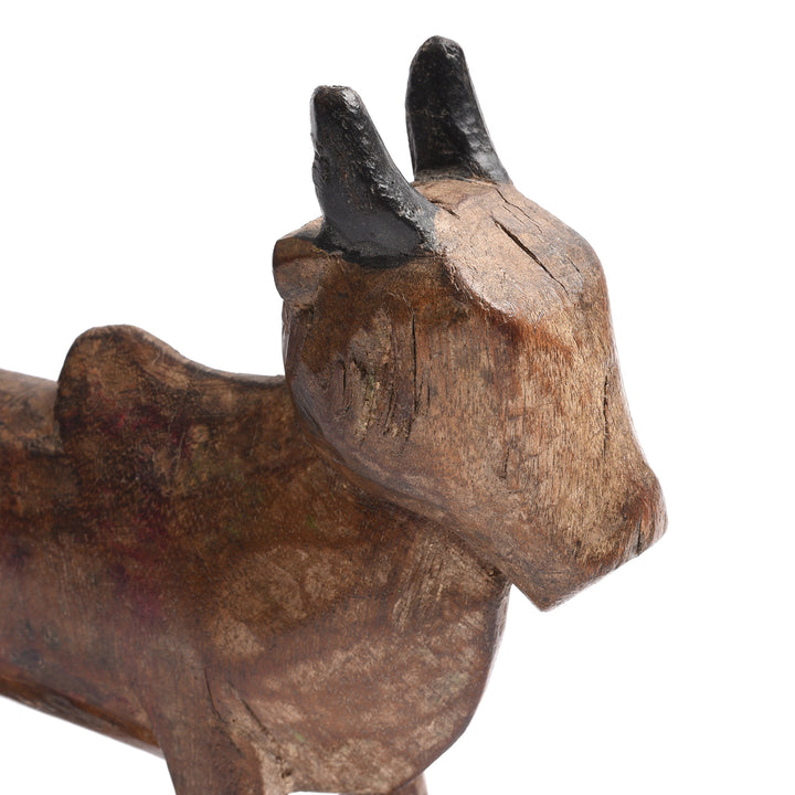 Detail From Carved Teak Nandi Bull Toy From Andra Pradesh - Ca 1920 | INDIGO ANTIQUES