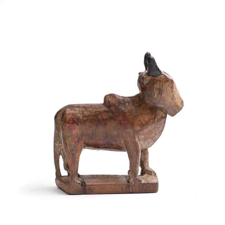 Carved Teak Nandi Bull Toy From Andra Pradesh - Ca 1920 | INDIGO ANTIQUES