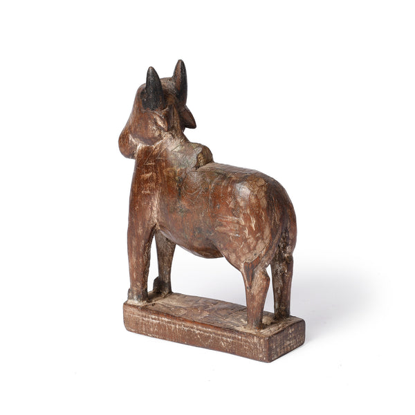 Carved Teak Nandi Bull Toy From Andhra Pradesh - Ca 1920