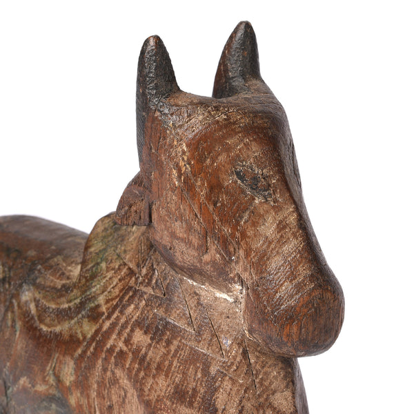 Carved Teak Nandi Bull Toy From Andhra Pradesh - Ca 1920