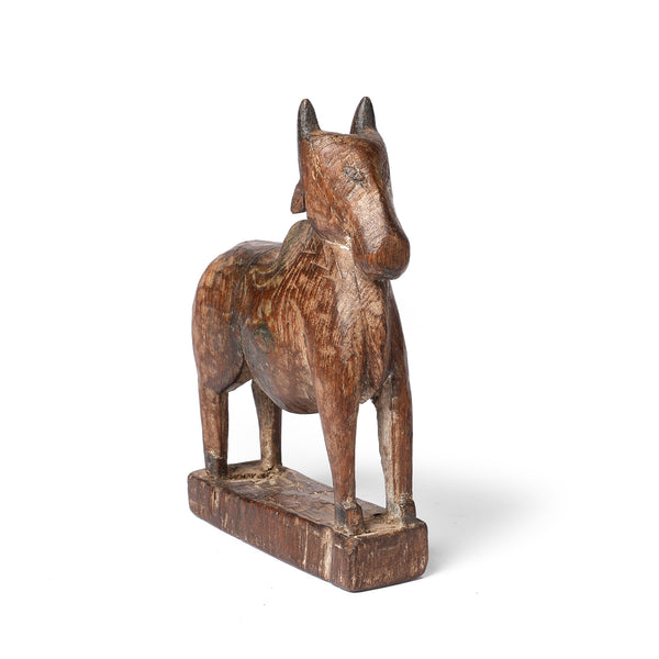 Carved Teak Nandi Bull Toy From Andhra Pradesh - Ca 1920