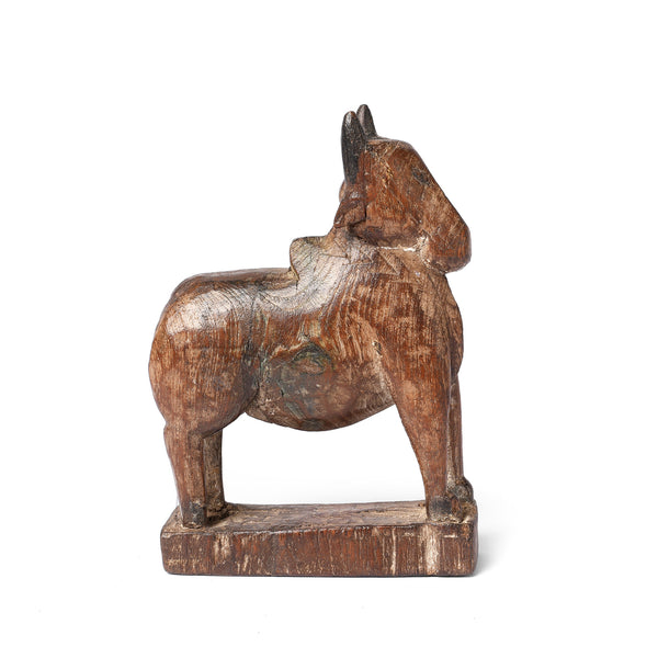 Carved Teak Nandi Bull Toy From Andhra Pradesh - Ca 1920