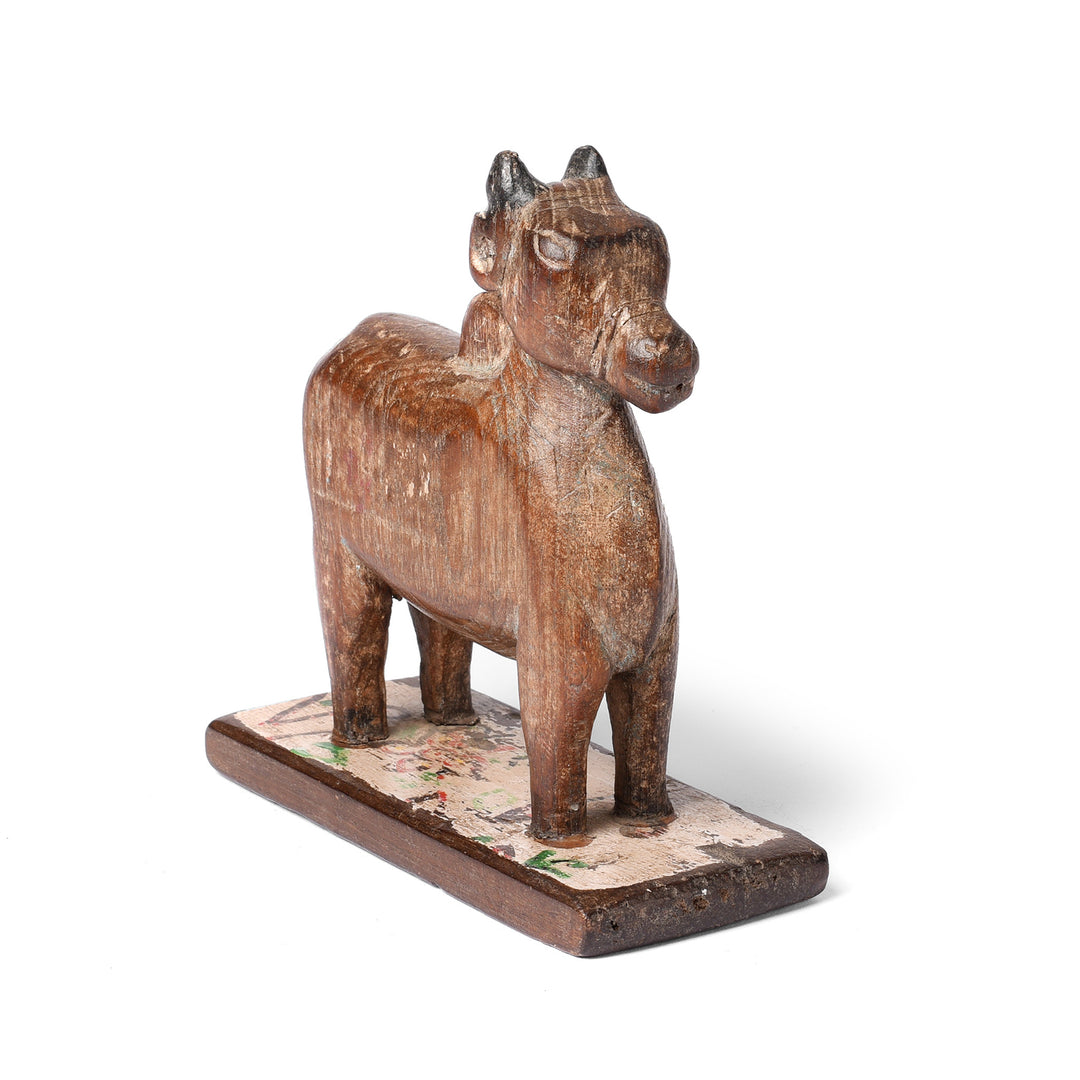 Antique Carved Teak Nandi Bull Toy From Andhra Pradesh - Ca 1920 | INDIGO ANTIQUES