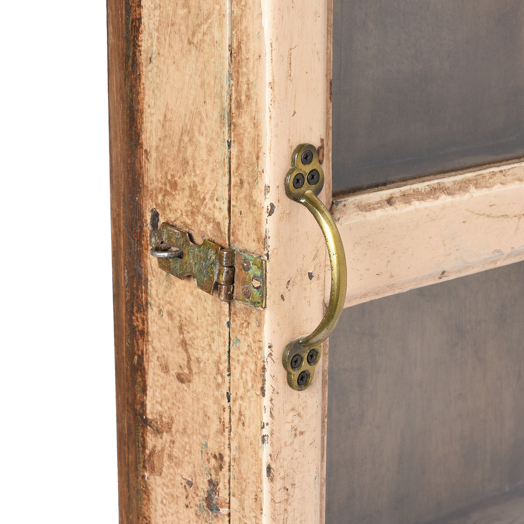 Latch View Of Painted Teak Glazed Wall Cabinet - Ca 1930 | Indigo Antiques