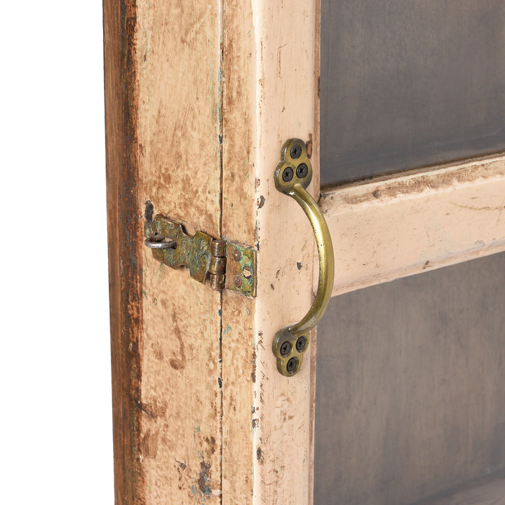 Latch View Of Painted Teak Glazed Wall Cabinet - Ca 1930 | Indigo Antiques
