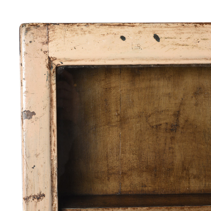 Corner Detail From Painted Teak Glazed Wall Cabinet - Ca 1930 | Indigo Antiques