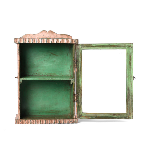 Painted Teak Glazed Wall Cabinet - Ca 1930