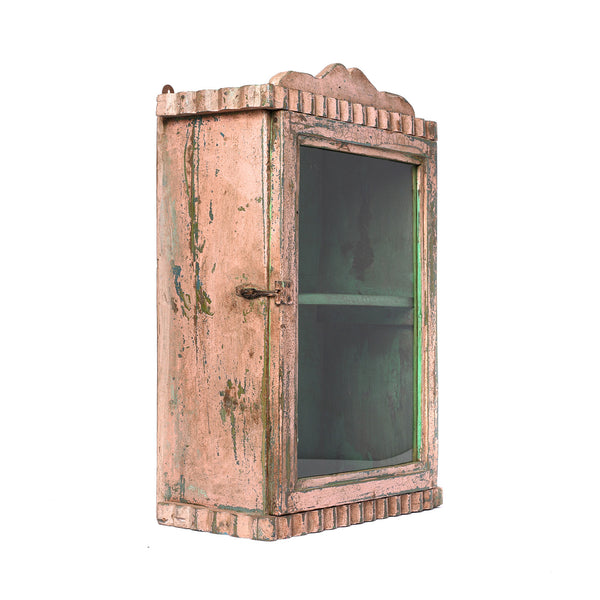 Painted Teak Glazed Wall Cabinet - Ca 1930