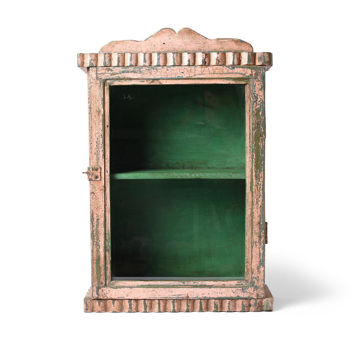 Painted Teak Glazed Wall Cabinet - Ca 1930 | Indigo Antiques