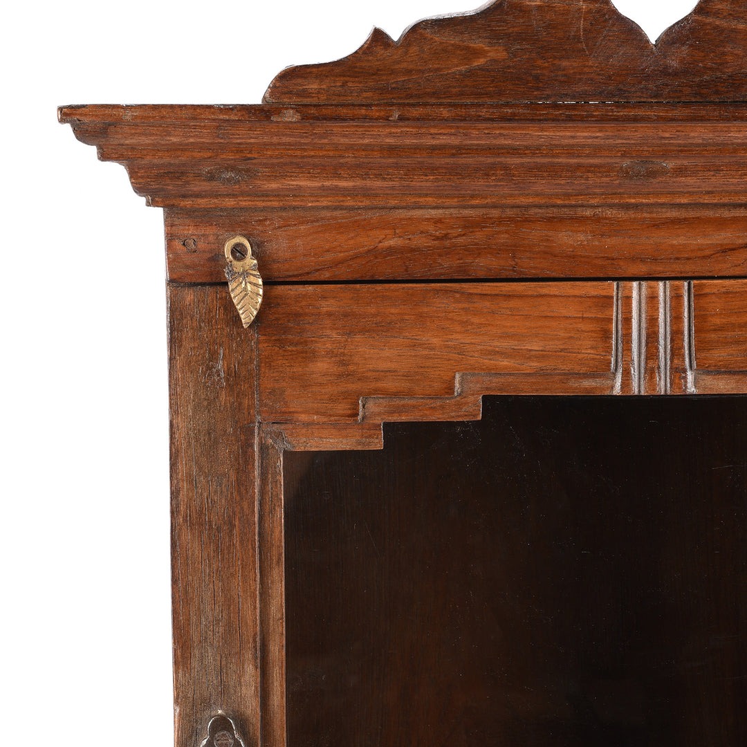 Corner Detail From Glazed Teak Wall Cabinet From Gujarat - Ca 1920 | Indigo Antiques