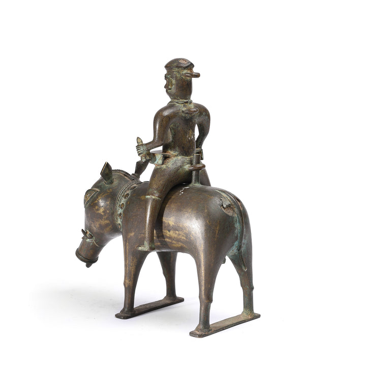 Indian Bronze Figure Of Panjurli Riding A Wild Boar - 18thC