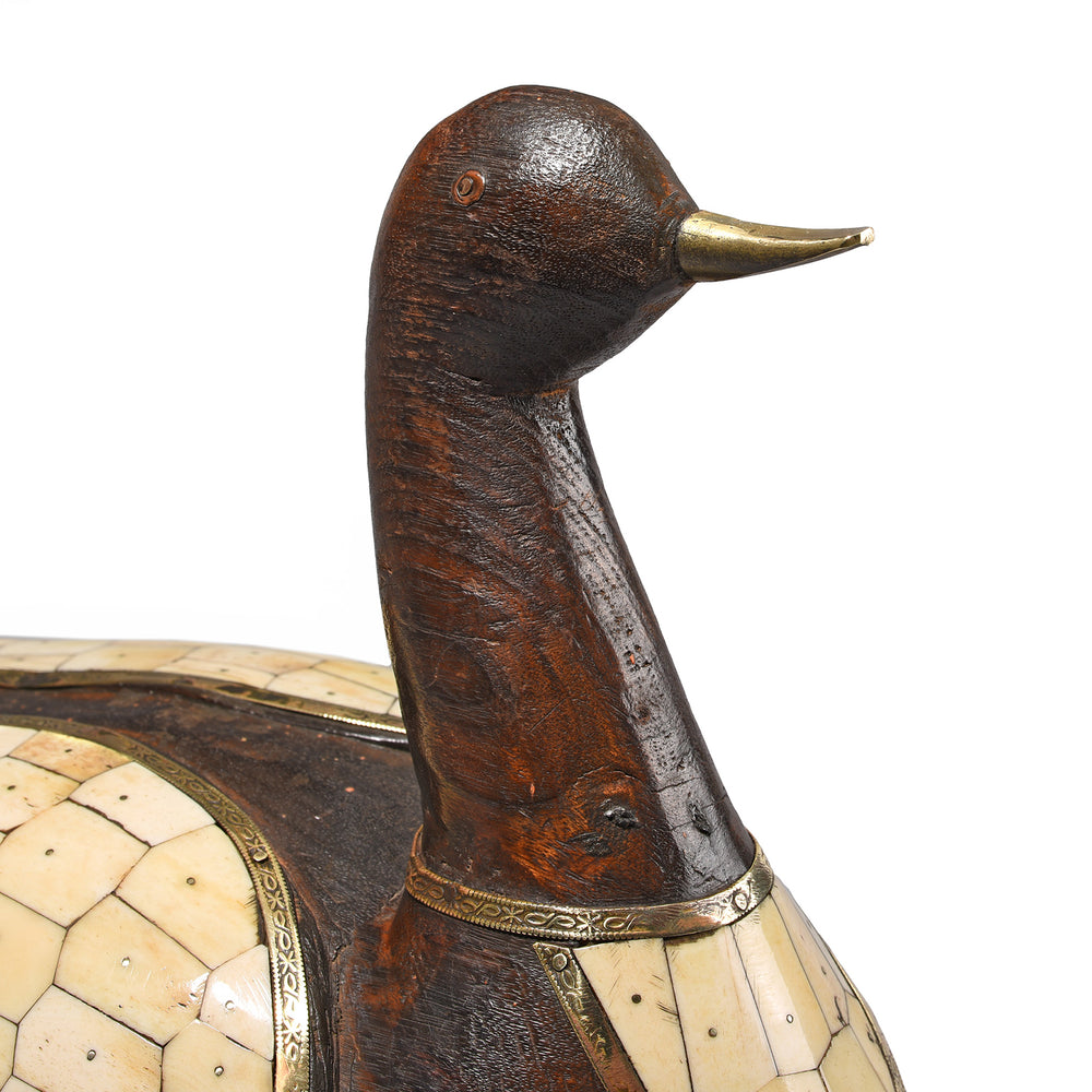 Detail From Bone Inlay Wooden Duck From Rajasthan | Indigo Antiques