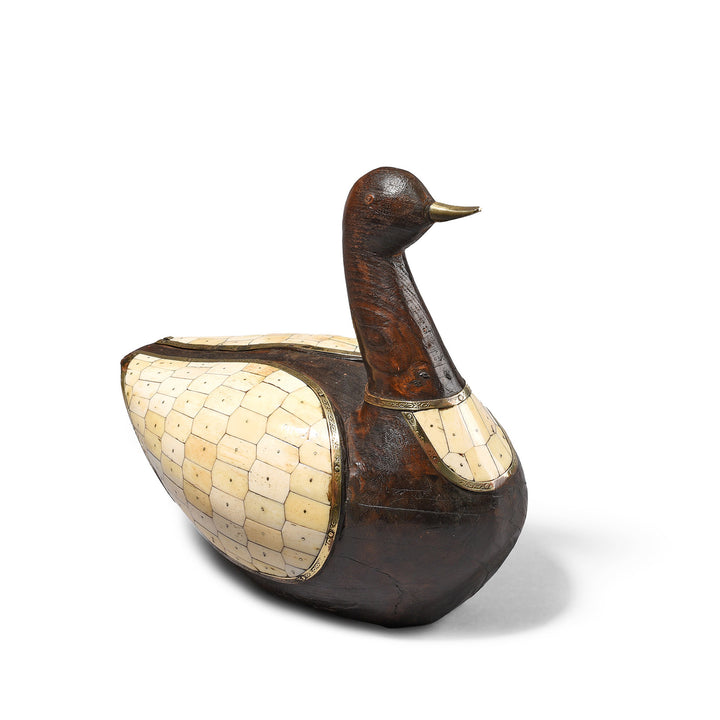 Bone Inlay Wooden Duck From Rajasthan | Indigo Antiques