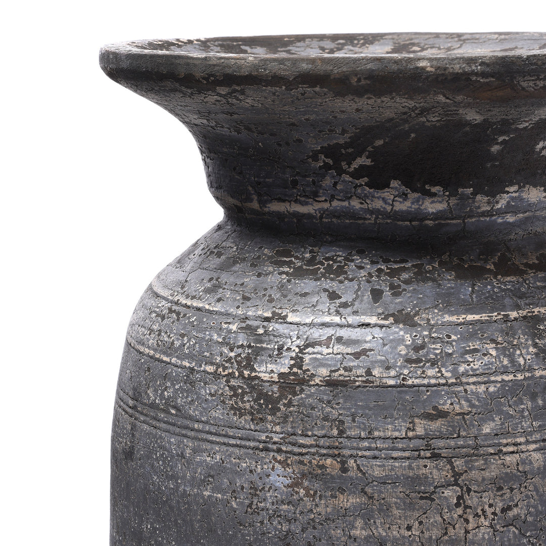 Corner Detail From Vintage Indian Neem Wood Pot From Kulu - 1950's | Indigo Antiques