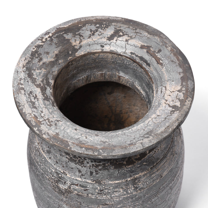 Top Down View Of Vintage Indian Neem Wood Pot From Kulu - 1950's | Indigo Antiques