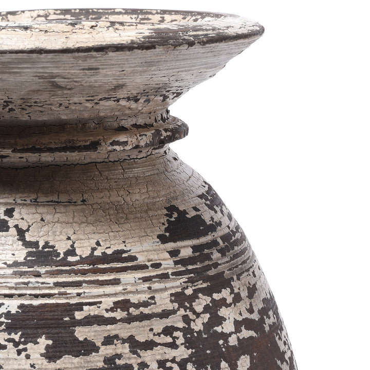 Vintage Indian Neem Wood Pot From Kullu - 1950's | Indigo Antiques