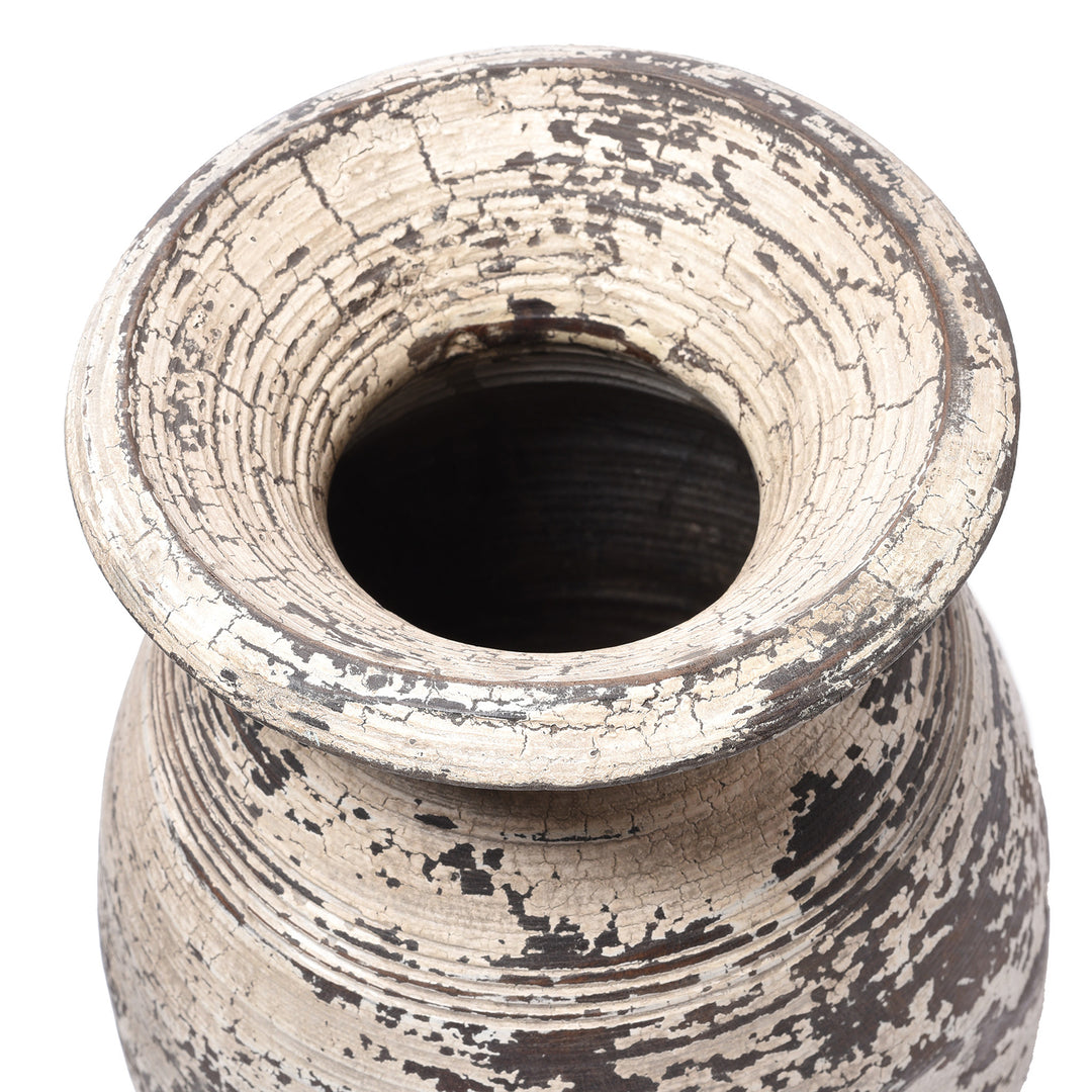 Top down View Of Vintage Indian Neem Wood Pot From Kullu - 1950's | Indigo Antiques