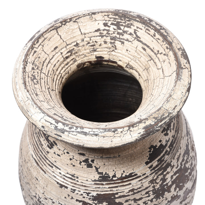 Top down View Of Vintage Indian Neem Wood Pot From Kullu - 1950's | Indigo Antiques