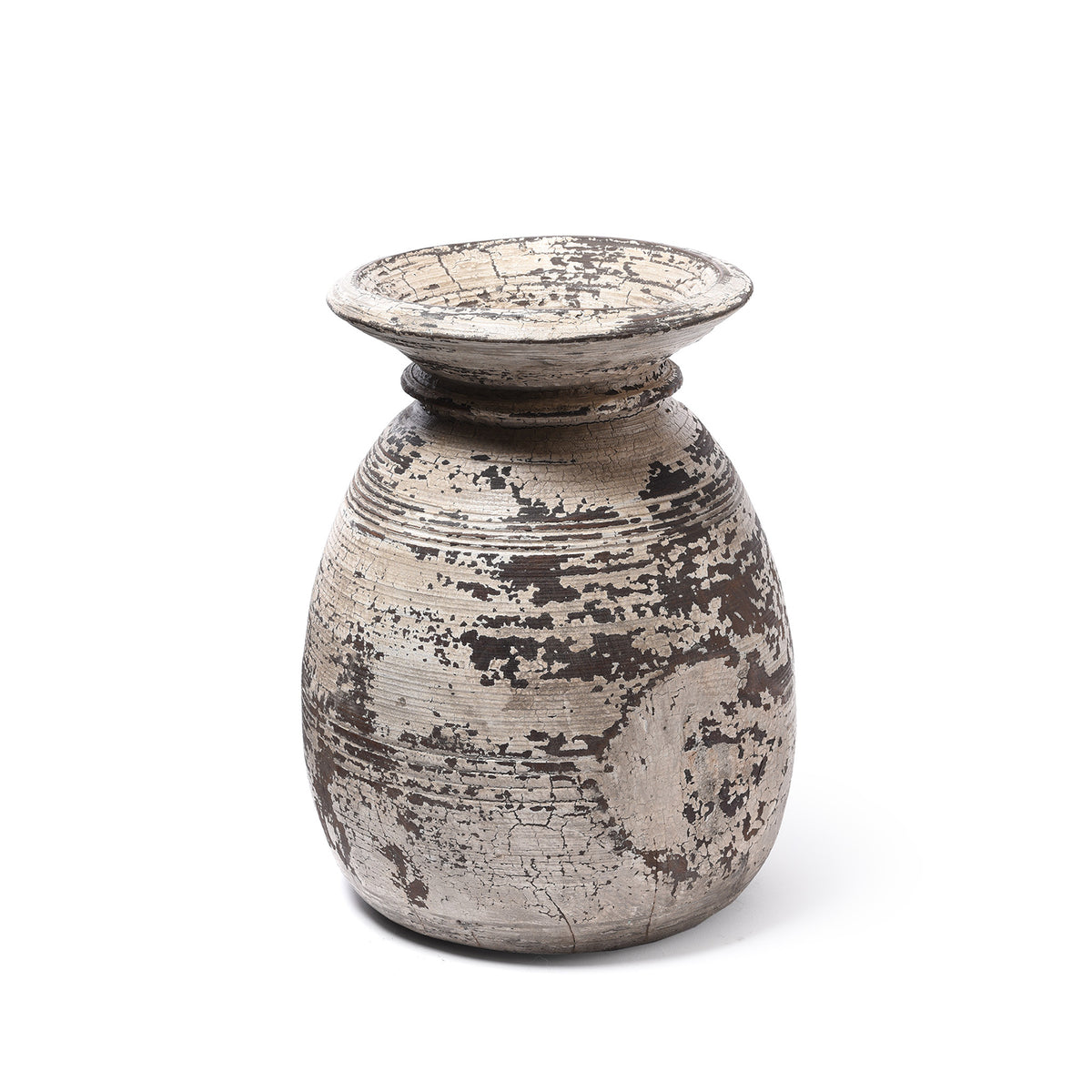 Vintage Indian Neem Wood Pot From Kullu - 1950's | Indigo Antiques
