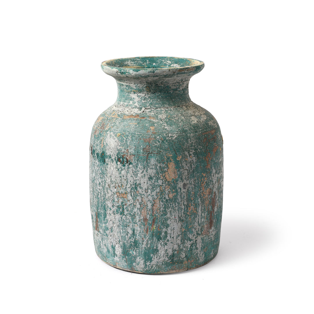 Vintage Indian Wood Pot From Kullu - Ca 1950's | Indigo Antiques