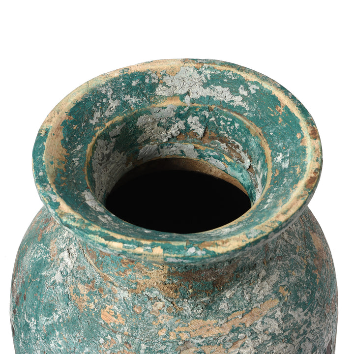 Top Down View of Vintage Indian Wood Pot From Kullu - Ca 1950's | Indigo Antiques
