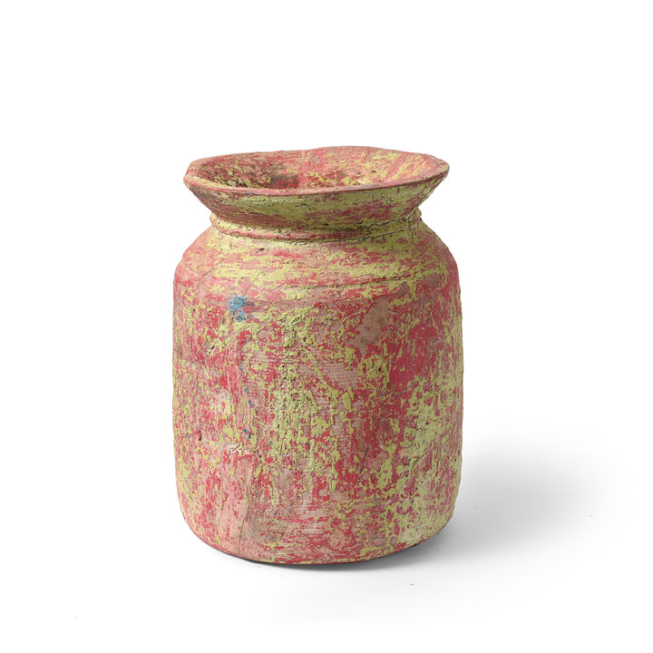 Vintage Indian Wood Pot From Kullu - Ca 1950's | Indigo Antiques