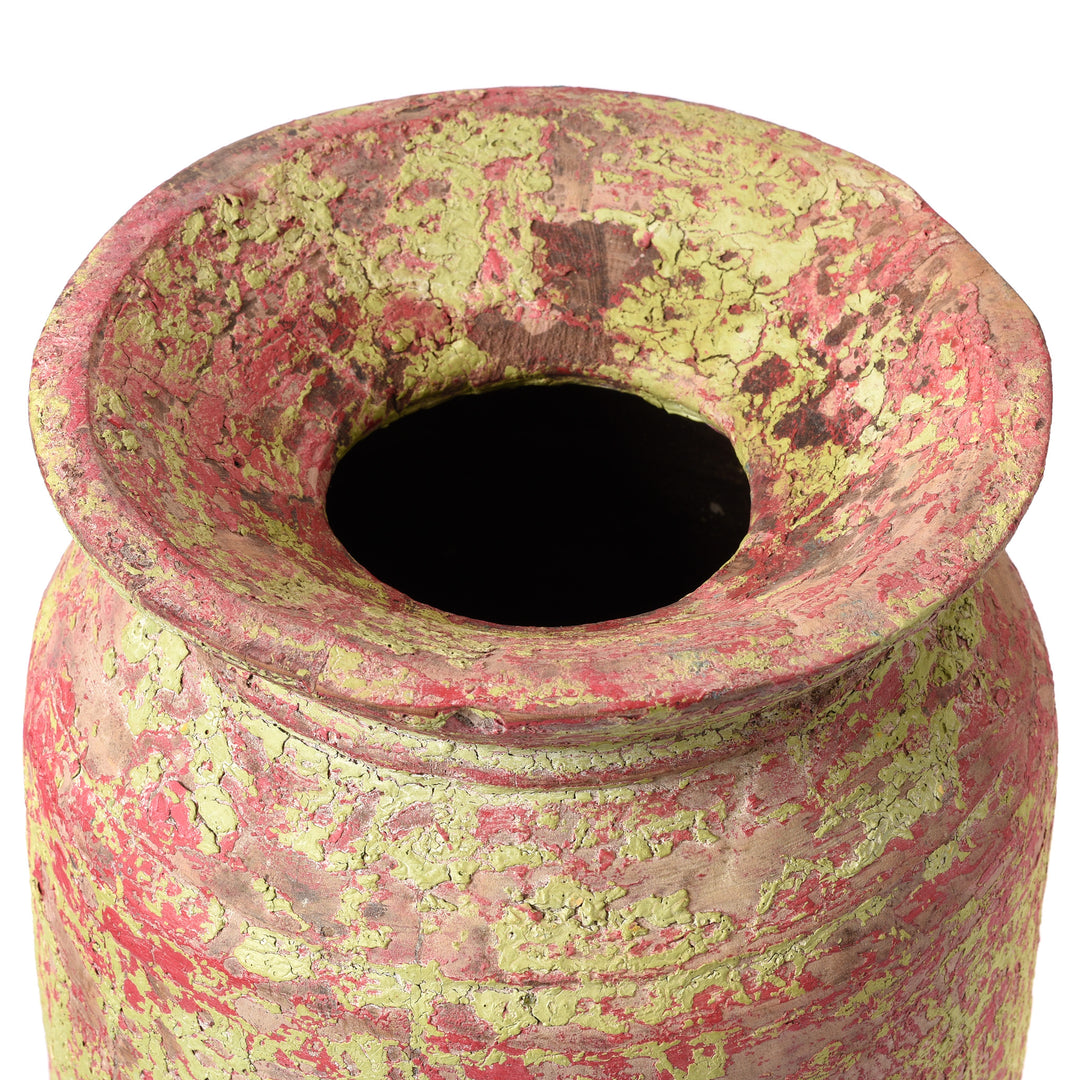 Top Down View Of Vintage Indian Wood Pot From Kullu - Ca 1950's | Indigo Antiques