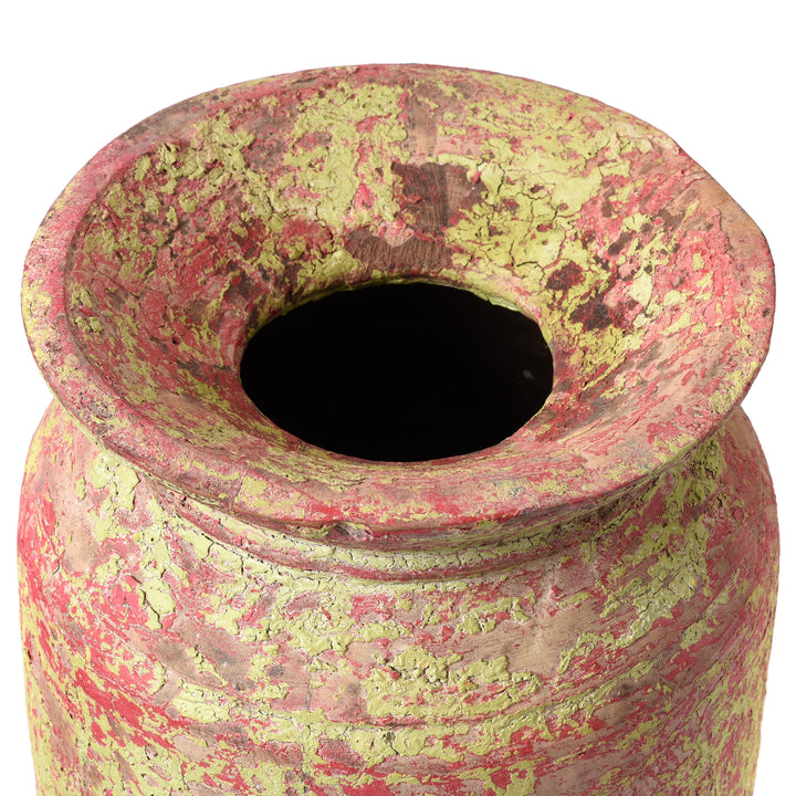 Top Down View Of Vintage Indian Wood Pot From Kullu - Ca 1950's | Indigo Antiques