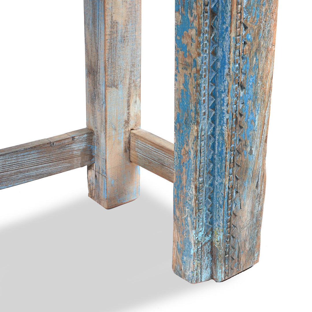 Legs Detail From Reclaimed Teakwood Console Table With Painted Finish | Indigo Antiques
