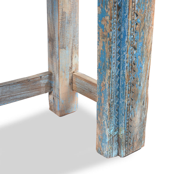 Blue Painted Console Table Made from Reclaimed Teak