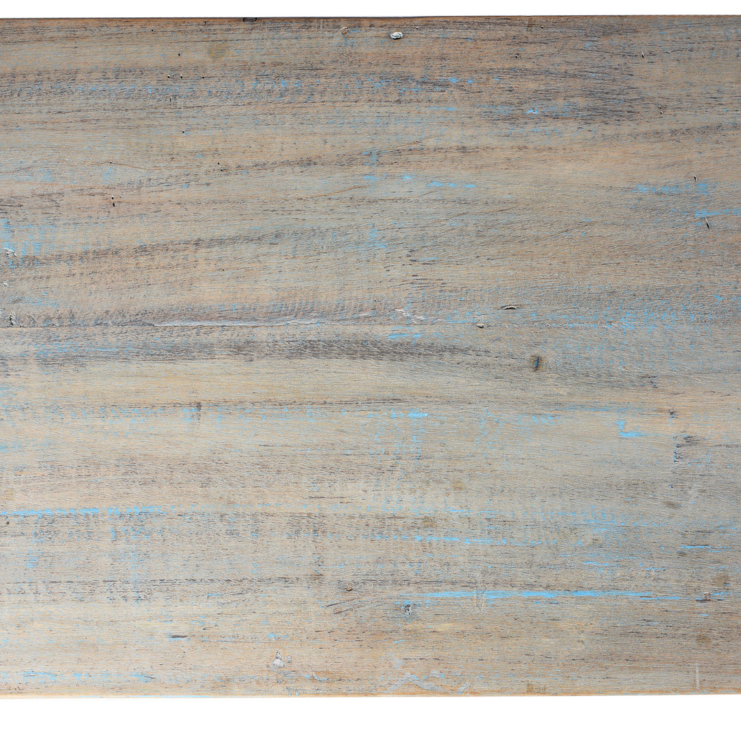 Top Down Detail From Reclaimed Teakwood Console Table With Painted Finish | Indigo Antiques
