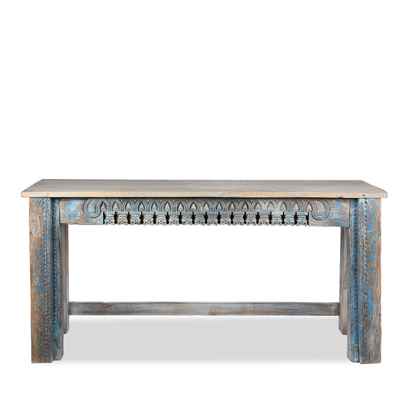 Blue Painted Indian Console Table Made from Reclaimed Teak Indigo