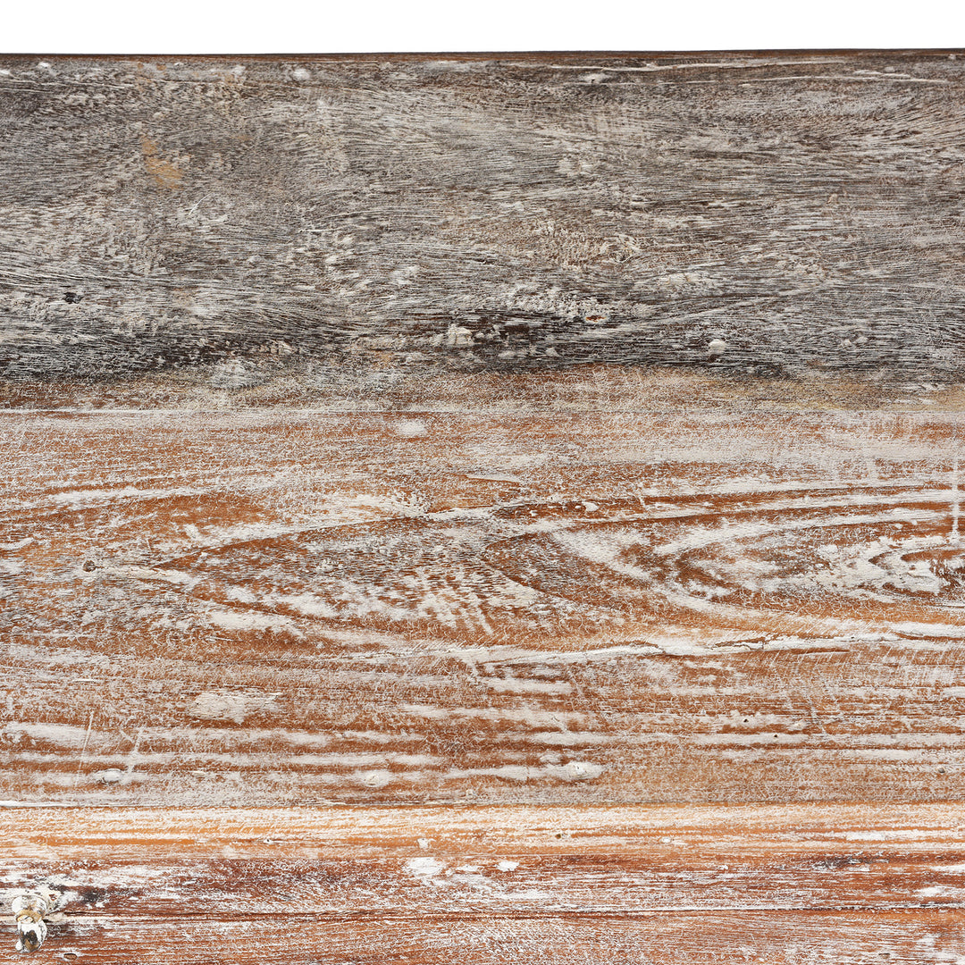 Top Detail From Antique Carved Teak Sideboard With Sunburst Panels - 19th Century | Indigo Antiques