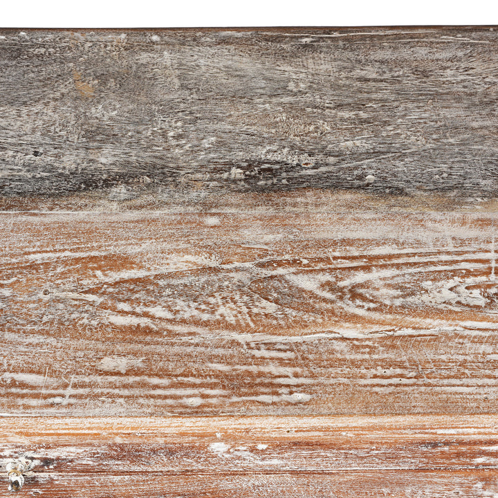 Top Detail From Antique Carved Teak Sideboard With Sunburst Panels - 19th Century | Indigo Antiques