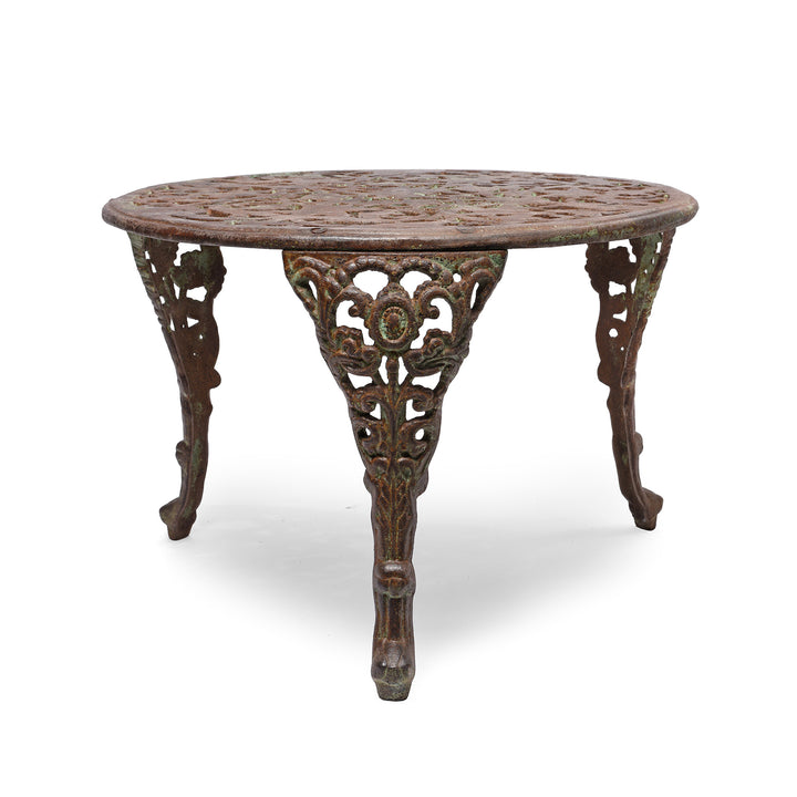 Round Victorian Style Verdigris Outdoor Cast Iron Coffee Table | Indigo Antiques