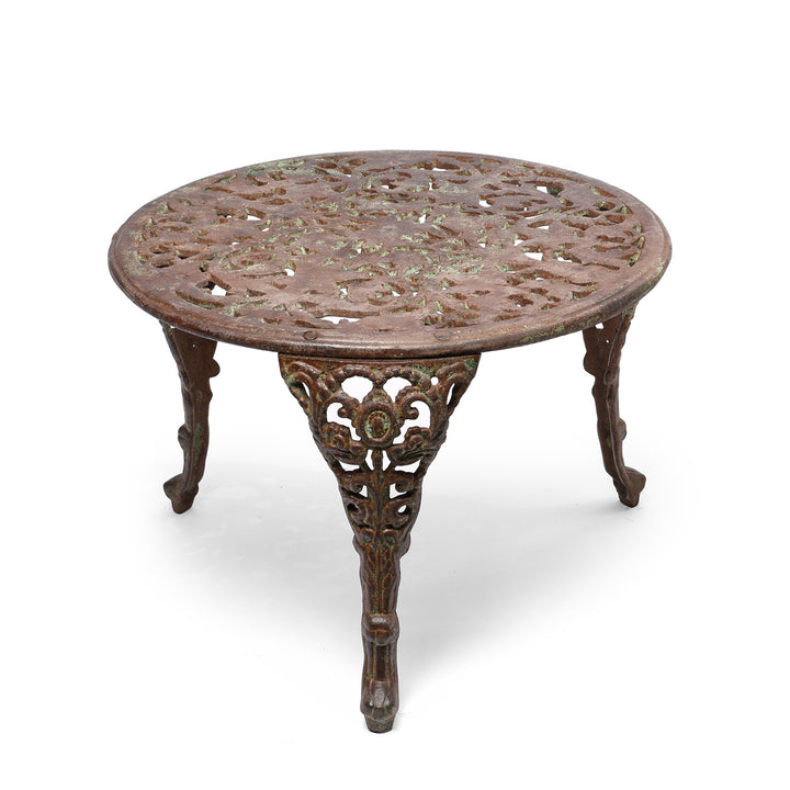 Round Victorian Style Verdigris Outdoor Cast Iron Coffee Table | Indigo Antiques